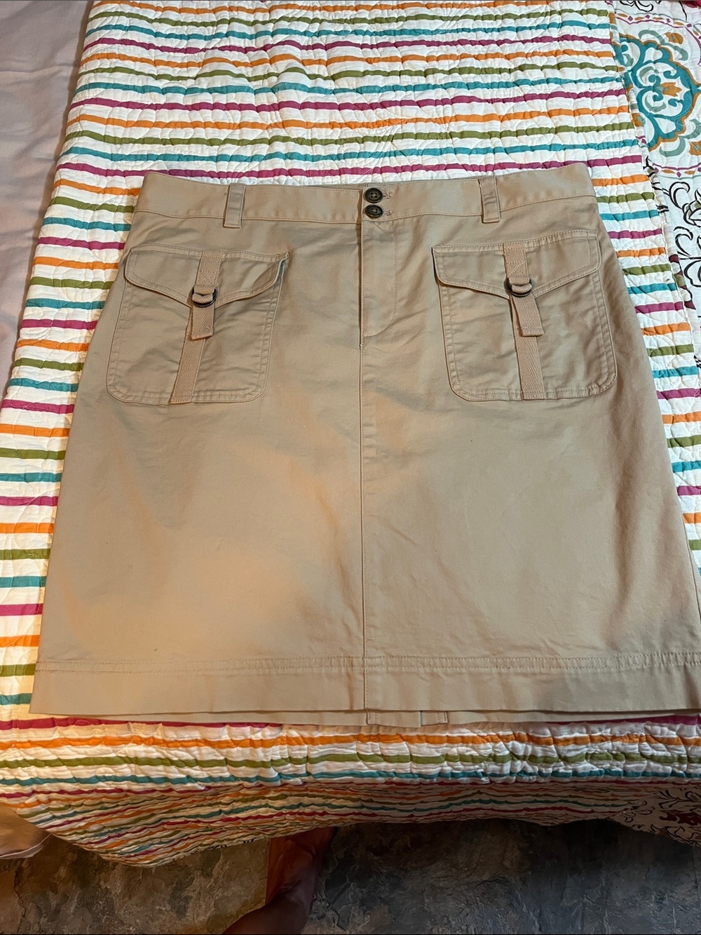 Ladies comfortable cotton blend khaki skirt